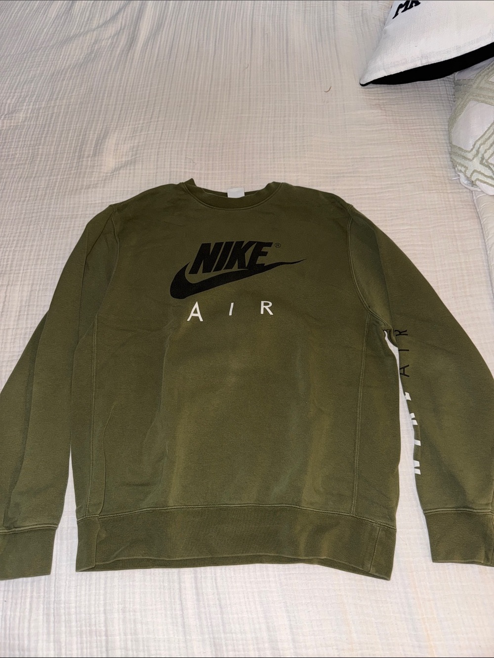 Nike Men's Olive Crewneck Sweatshirt with Black Logo